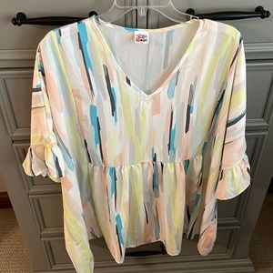 Zigzag Stripe blouse. 3X